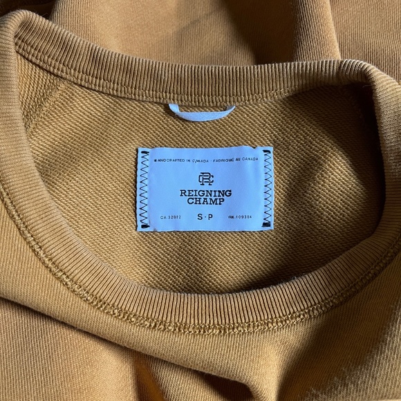 Reigning Champ Pima Cotton Crewneck Sweatshirt - Men's Size S - Mustard Yellow - Picture 4 of 8